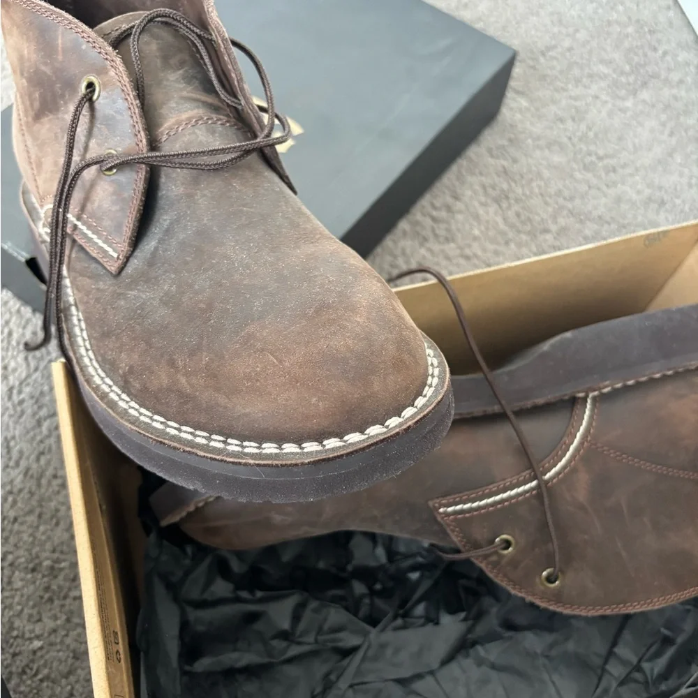 UGG Men's Brown Leather Boots - Picture 3 of 4